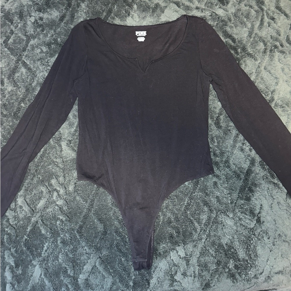 Victoria's Secret Black V-Neck Bodysuit- No Snaps! EUC